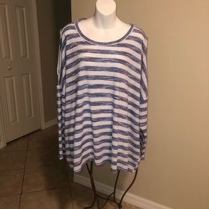 Lane Bryant 18 / 20 Striped Cold Shoulder Top